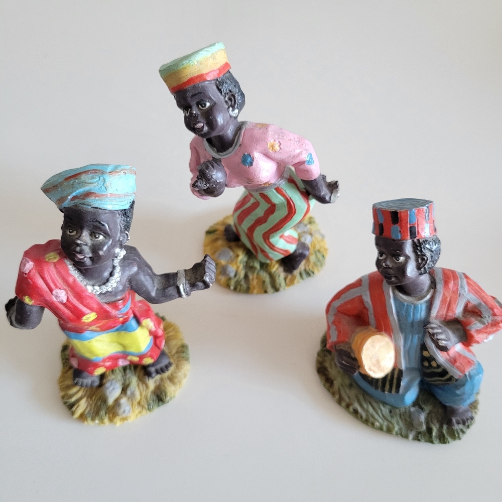 Dancing African Statue Resin Figurines (3)